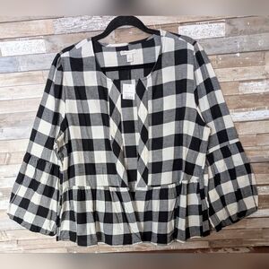 Nwt  Cato Black/White Buffalo Print Flannel Short Cardigan